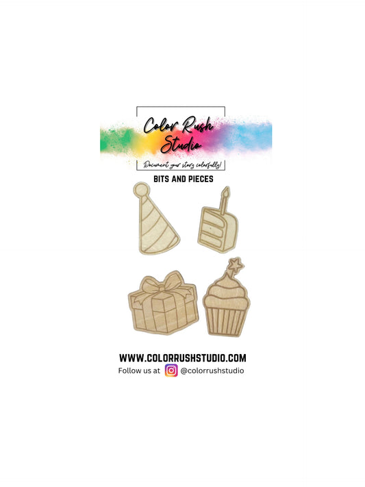 Embellishments - Wood Engraved Birthday elements