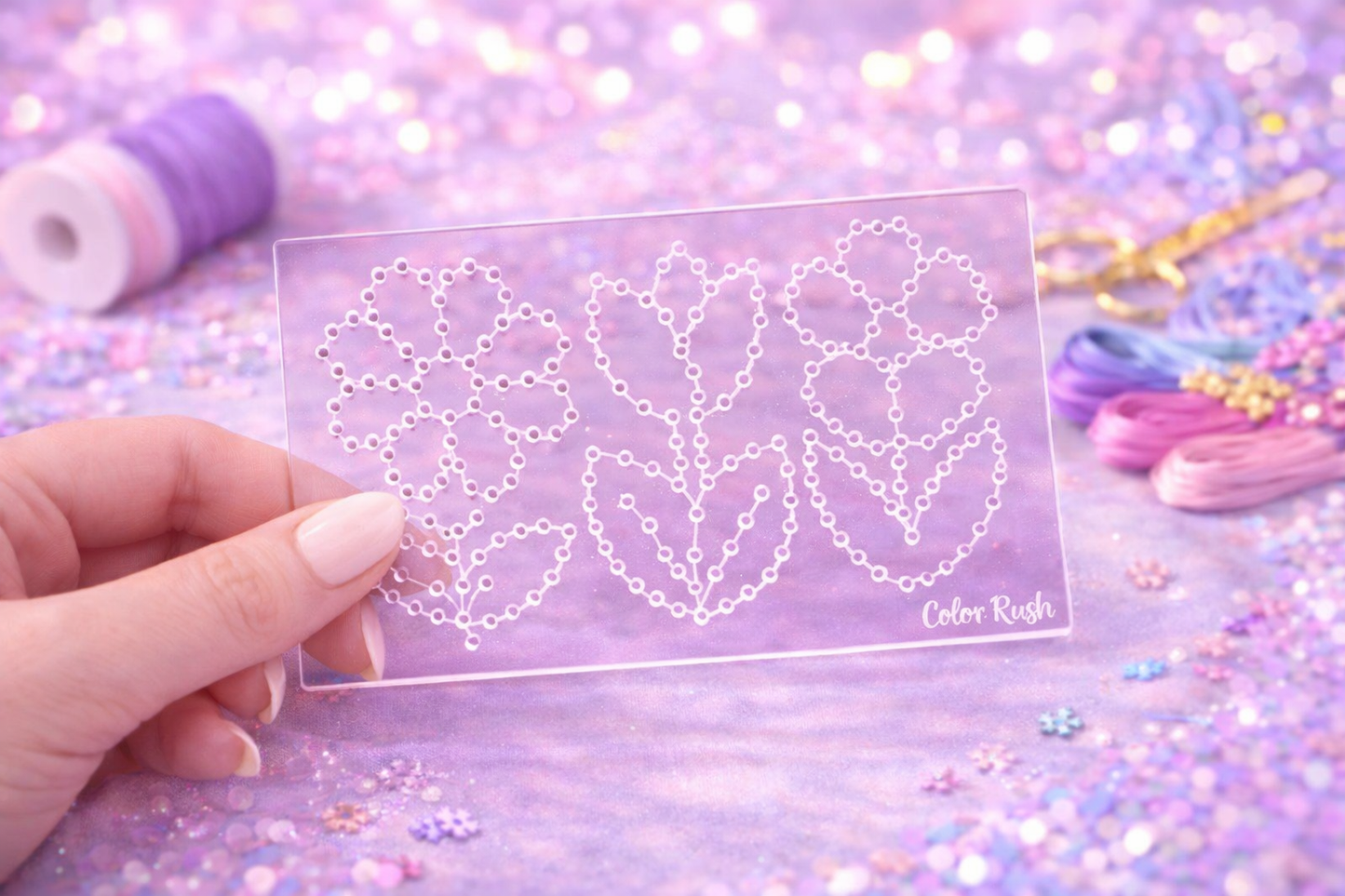 Simple Flowers Embroidery Stitching Template for paper crafts like scrapbooking and cardmaking