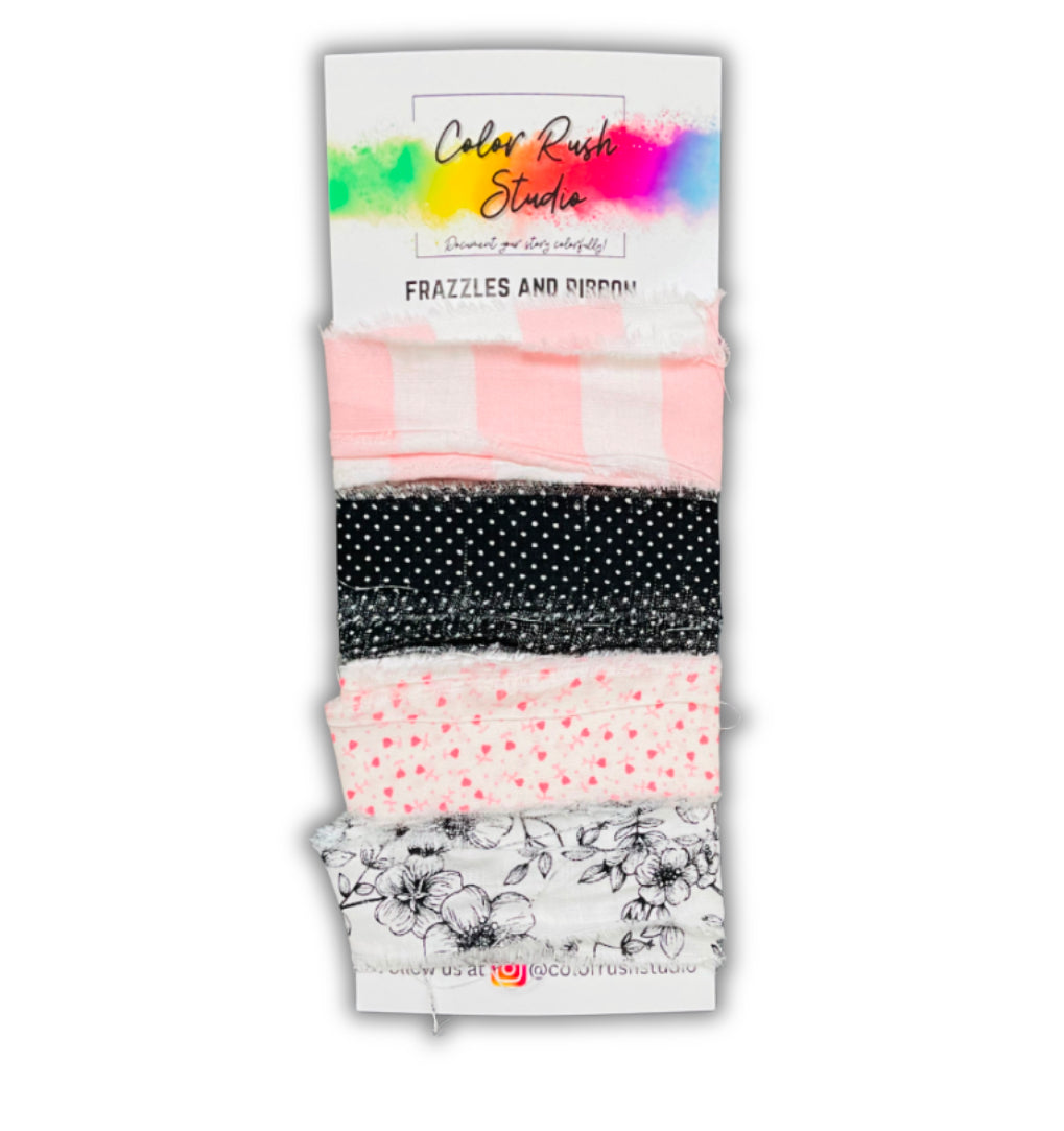 Frazzles and Ribbon - Basic Black, White, and pink