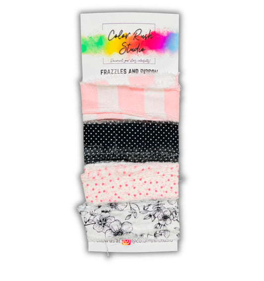 Frazzles and Ribbon - Basic Black, White, and pink
