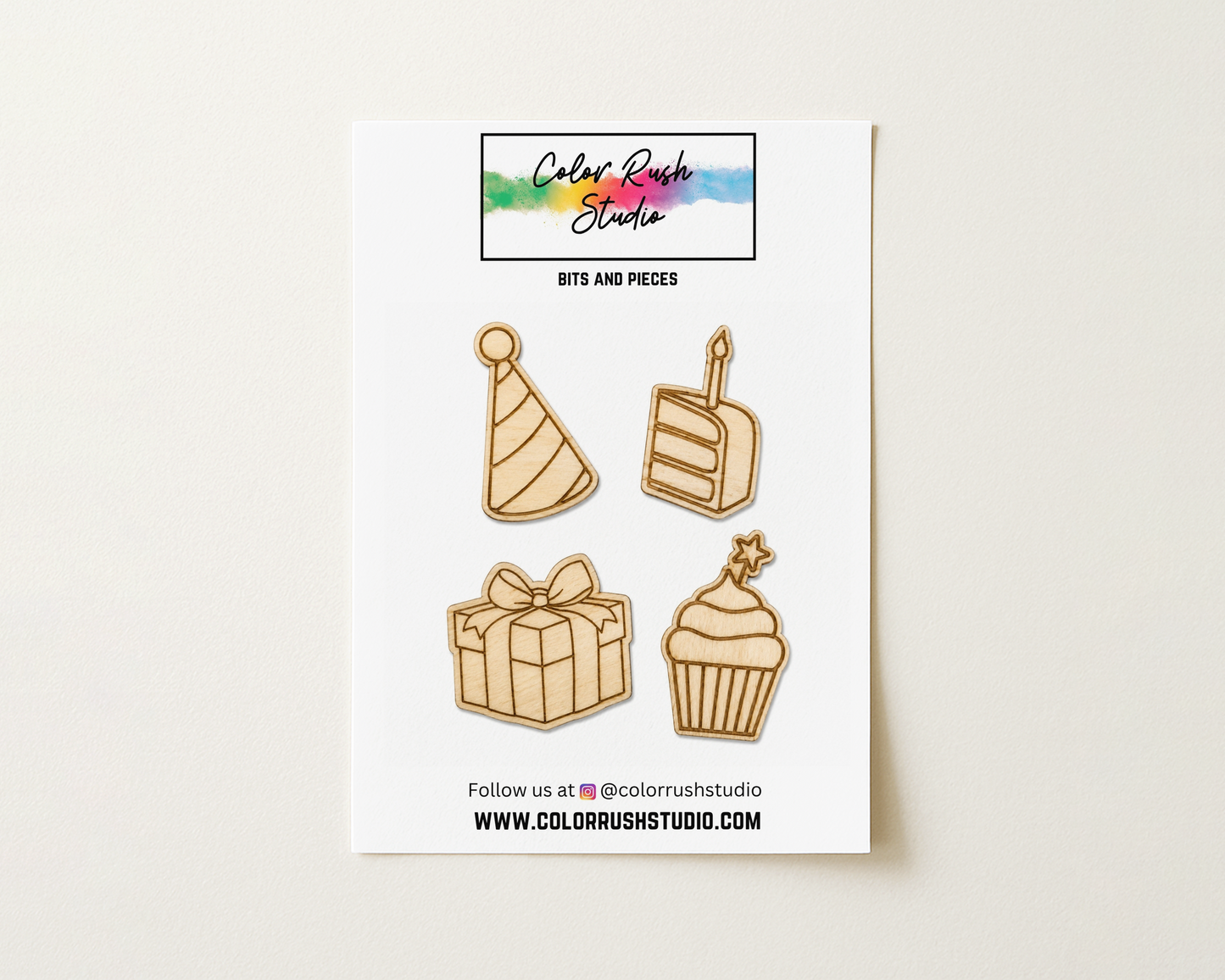 Embellishments - Wood Engraved Birthday elements