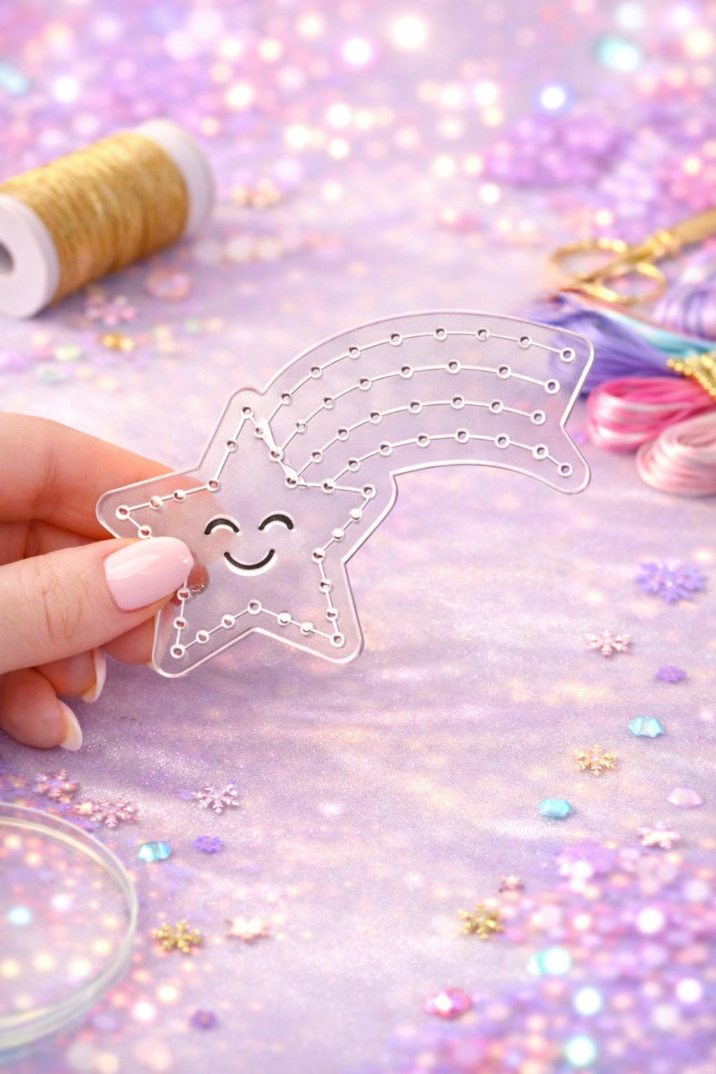 Rainbow and Stars Embroidery Stitching Template for paper crafts like scrapbooking and cardmaking