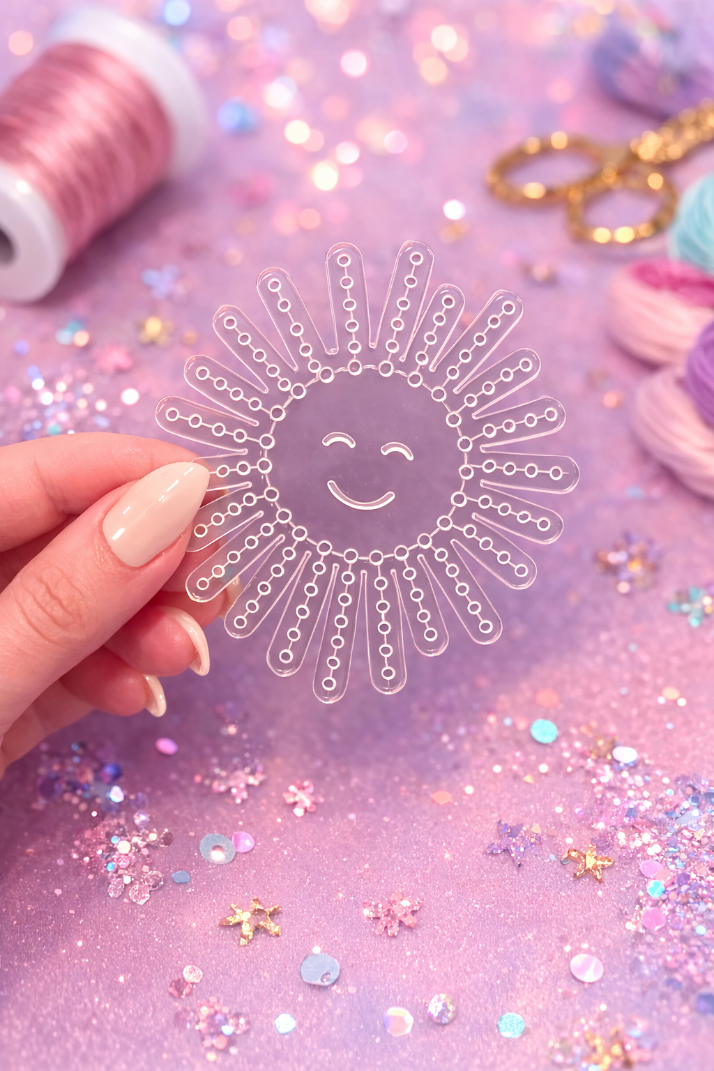 Sun Embroidery Stitching Template for paper crafts like scrapbooking and cardmaking