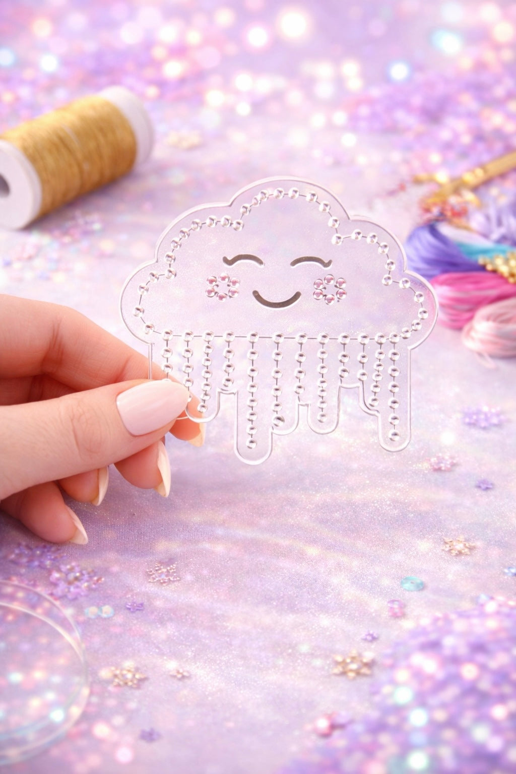 Rain Clouds Embroidery Stitching Template for paper crafts like scrapbooking and cardmaking