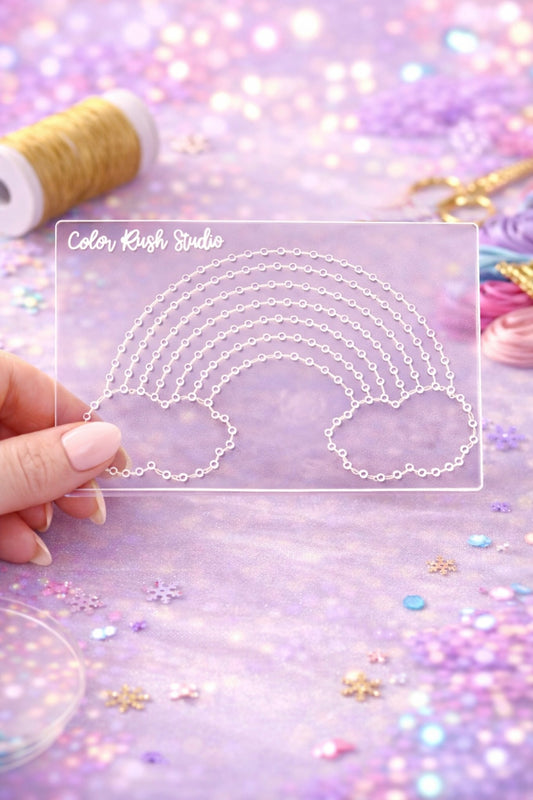 Rainbow Embroidery Stitching Template for paper crafts like scrapbooking and cardmaking