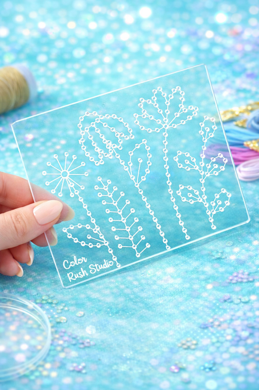 Wild Flowers Embroidery Stitching Template for paper crafts like scrapbooking and cardmaking