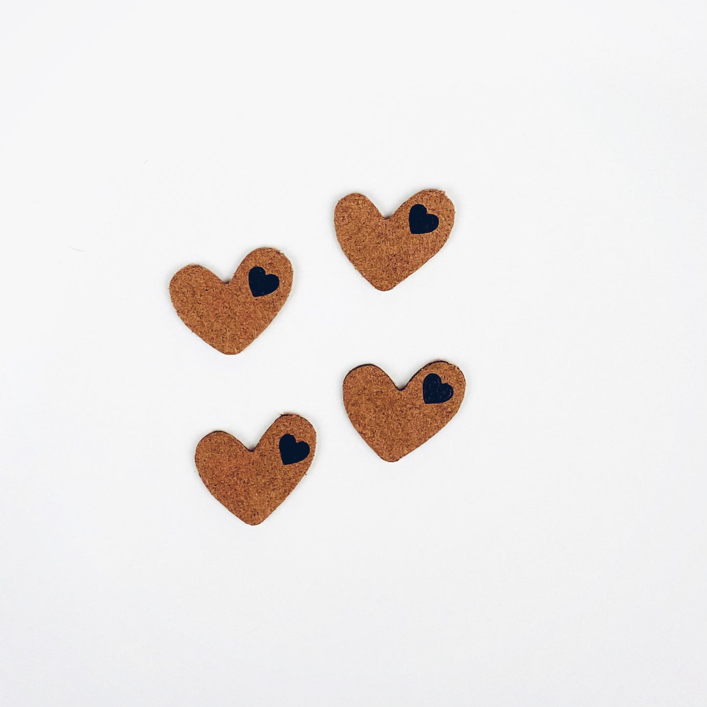 Embellishments - Brown "Leather" Hearts
