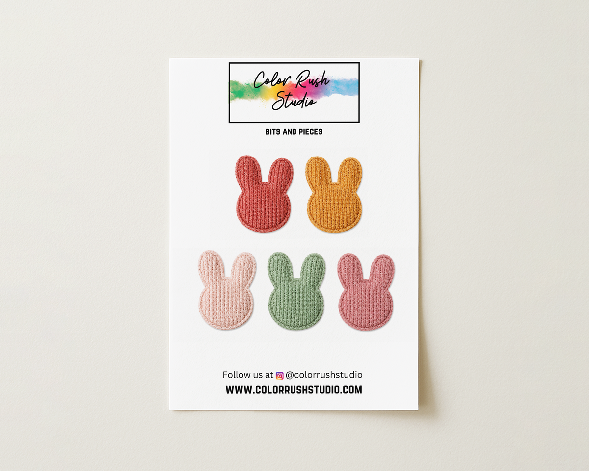 Corduroy bunnies scrapbook embellishments – Color Rush Studio