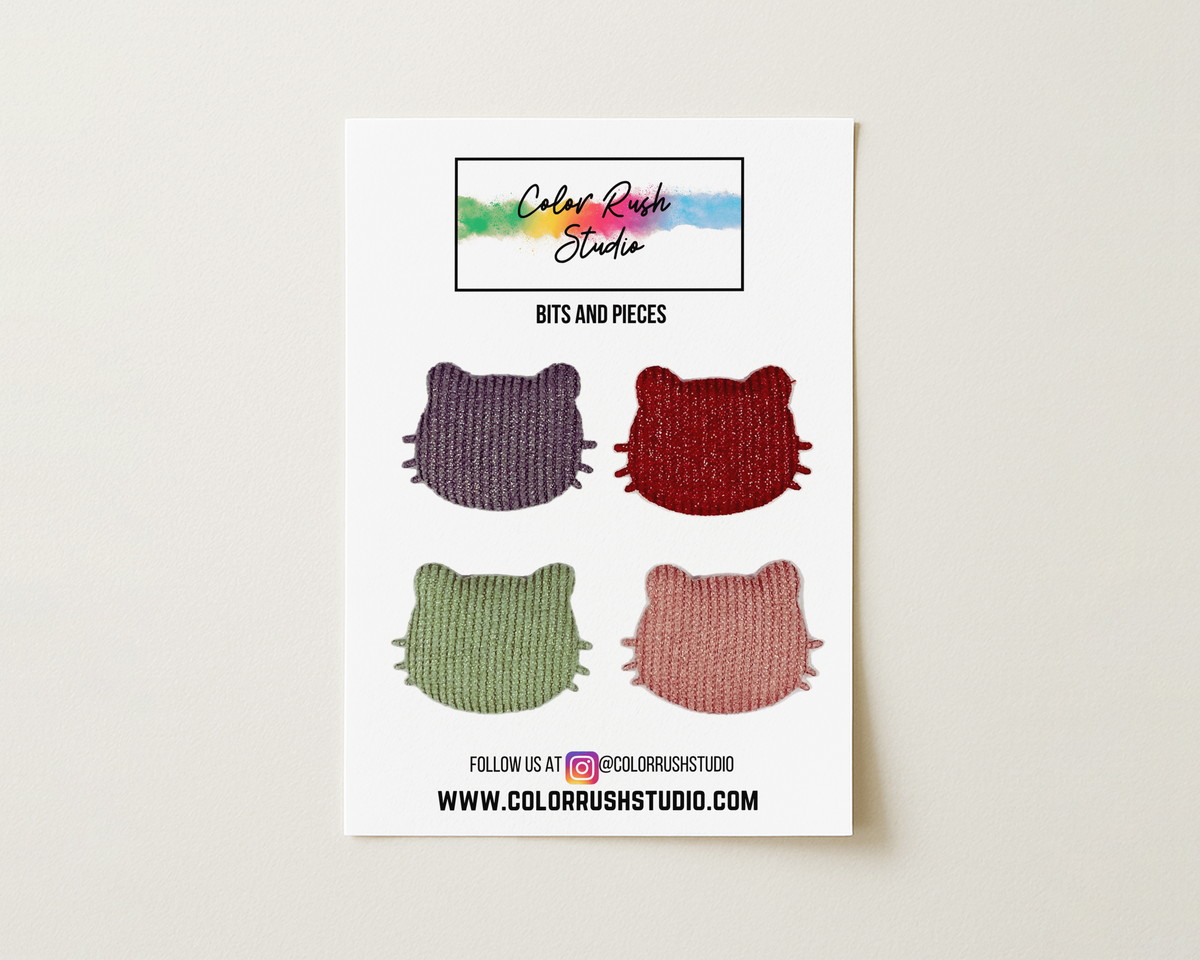 Corduroy cats scrapbook embellishments – Color Rush Studio