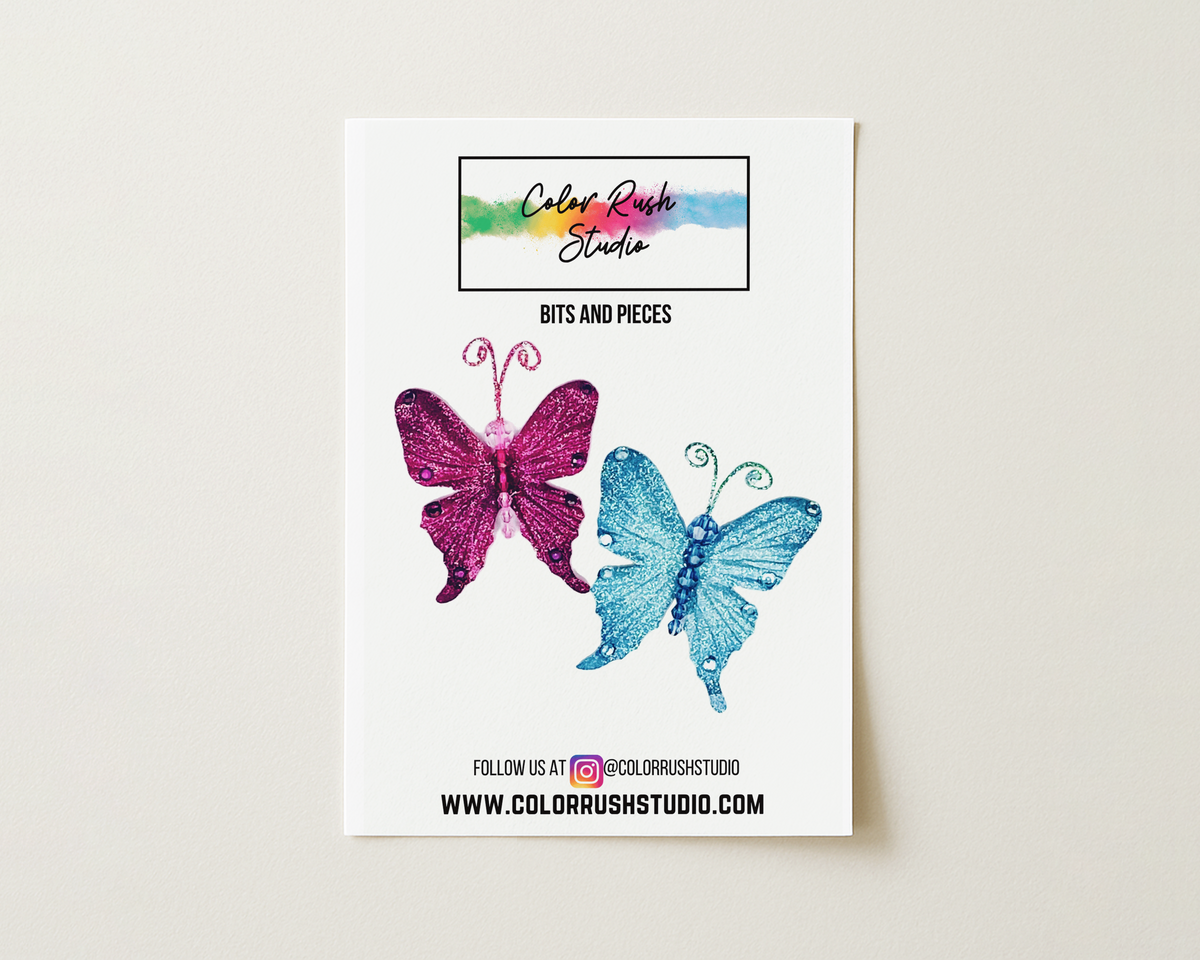 Jewel butterflies scrapbook embellishments – Color Rush Studio