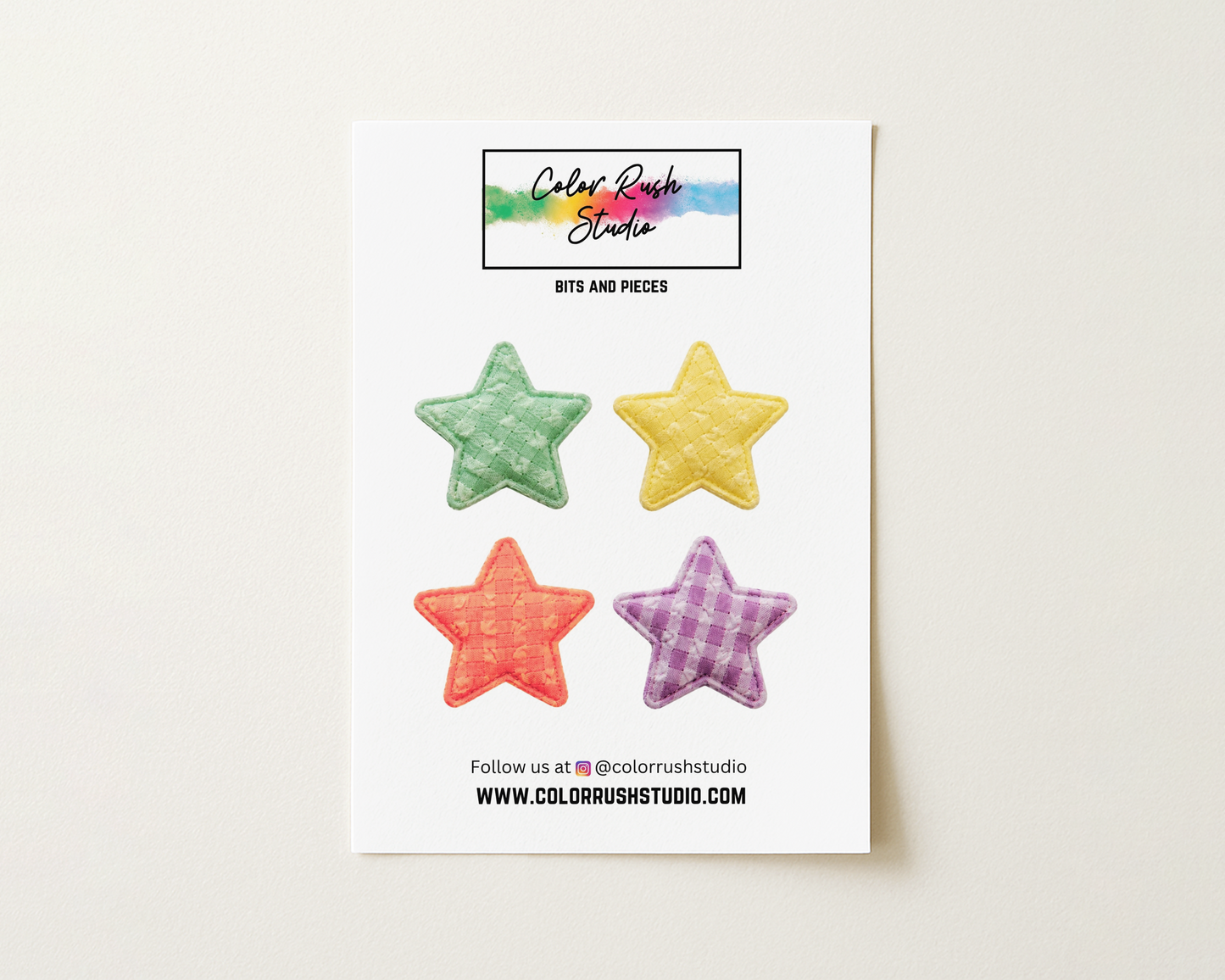 Embellishments - Fabric Plaid Pastel Stars