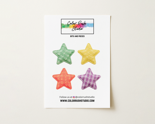 Embellishments - Fabric Plaid Pastel Stars
