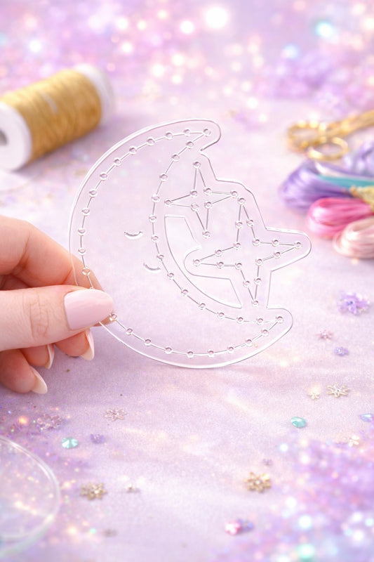 Stars and Moon Stitching Template for Scrapbooking and Cards