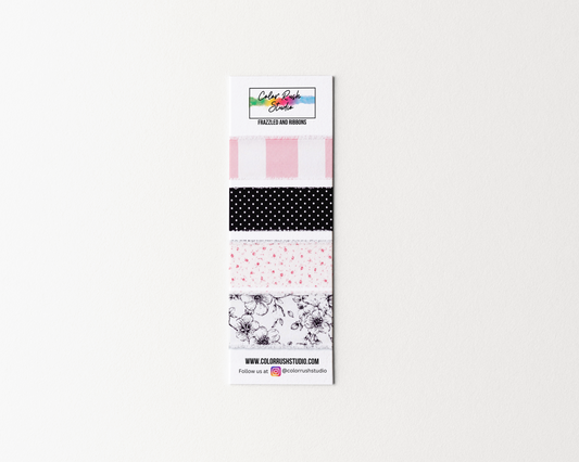 Frazzles and Ribbon - Basic Black, White, and pink